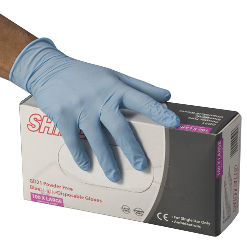 100 gants latex bleu larges 8/9