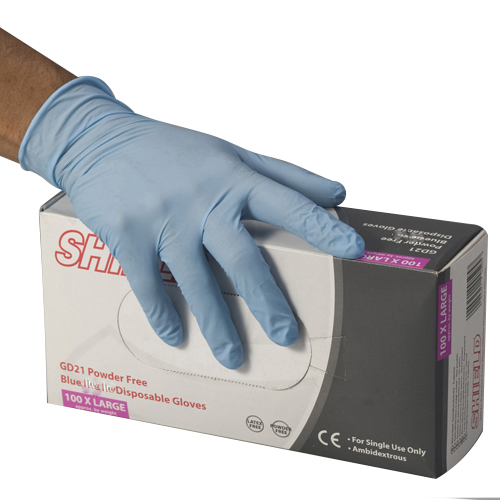 100 gants latex bleu larges 7/8