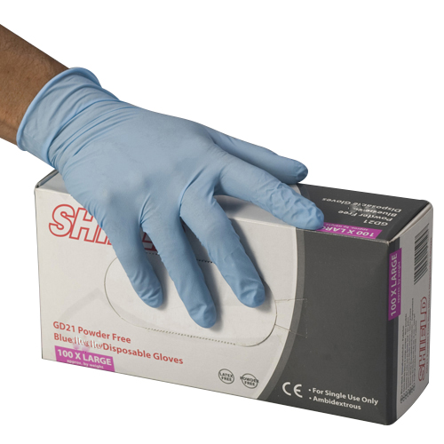 100 gants latex bleu larges 9/10