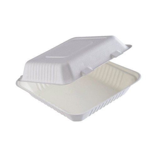 50 lunchbox carrées en fibre végétale couvercle attenant 1250ml