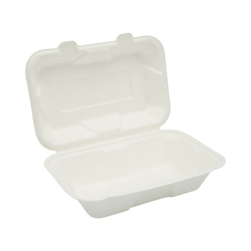 50 lunchbox rectangles en fibre végétale couvercle attenant 700ml